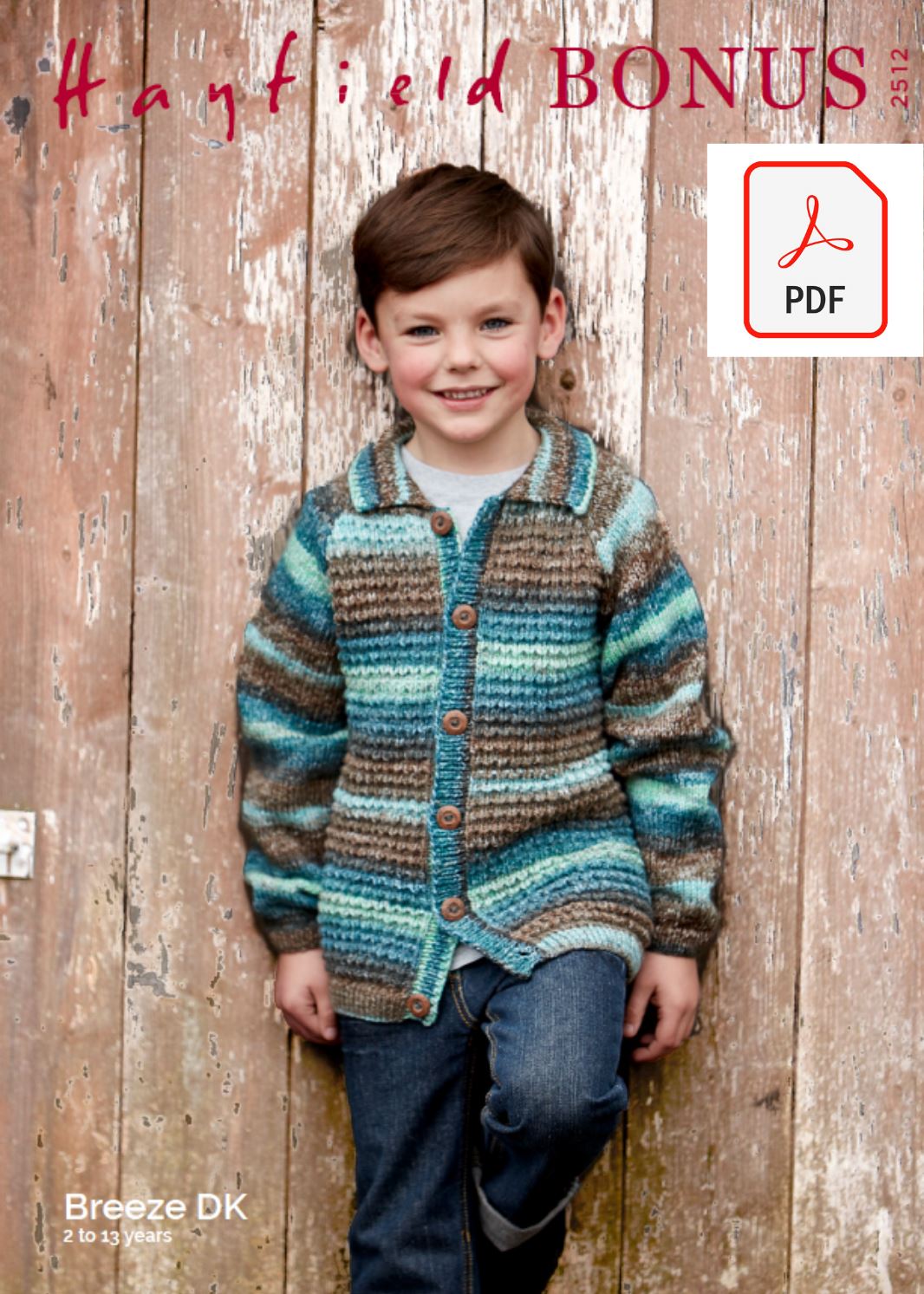 Hayfield 2512 Children Jacket in Hayfield Bonus Breeze DK (PDF) Knit in a Box