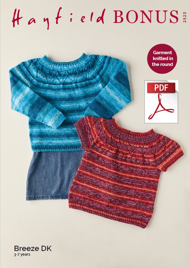 Hayfield 2523 Children Sweater in Bonus Breeze DK (PDF) Knit in a Box 