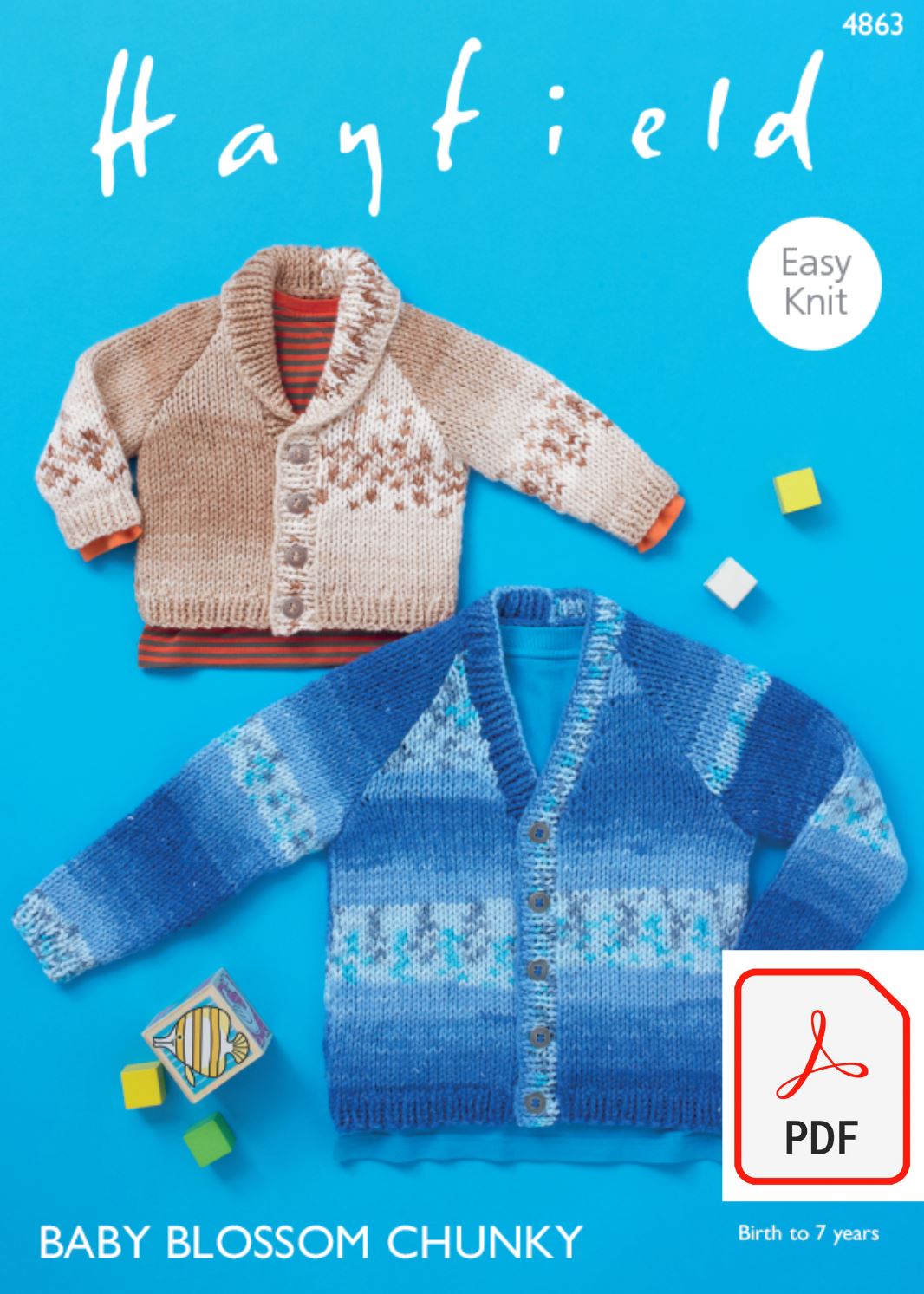 Hayfield 4863 Cardigans in Baby Blossom Chunky (PDF) Knit in a Box