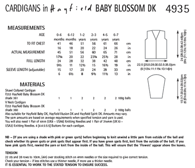 Hayfield 4935 Cardigans in Baby Blossom DK (PDF) Knit in a Box
