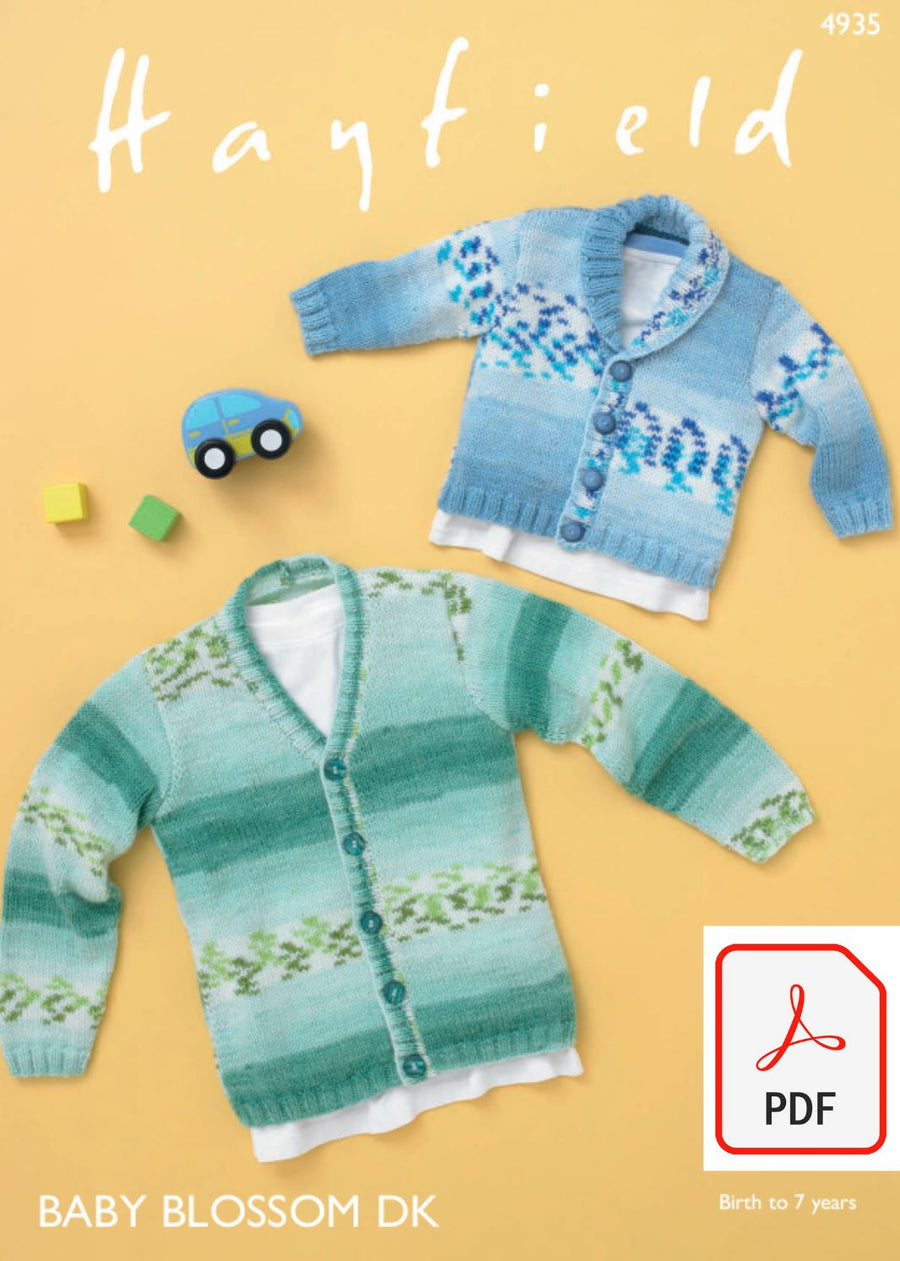 Hayfield 4935 Cardigans in Baby Blossom DK (PDF) Knit in a Box 