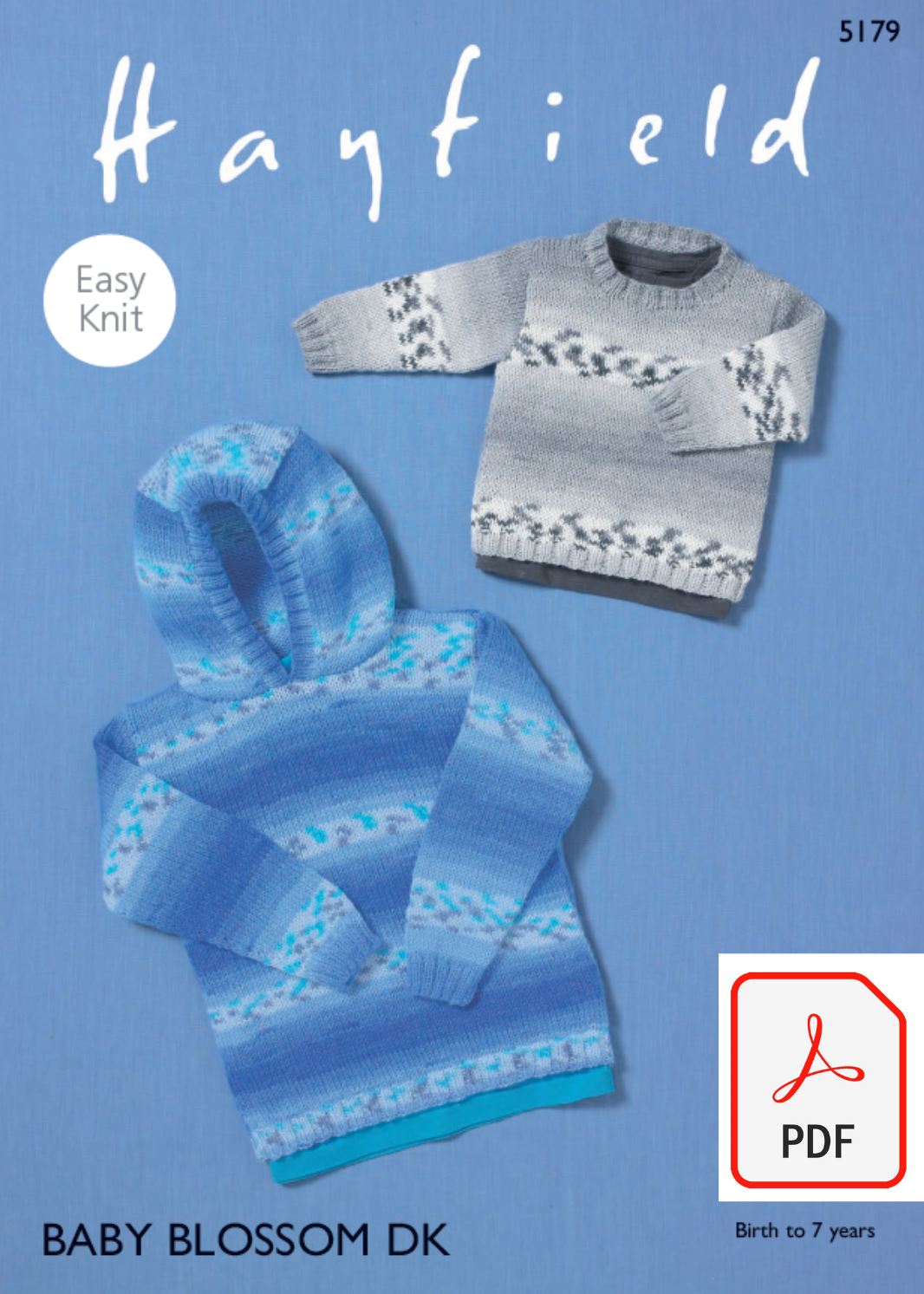 Hayfield 5179 Sweaters in Baby Blossom DK (PDF) Knit in a Box