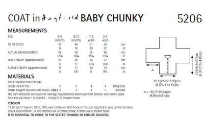 Hayfield 5206 Babies Coat in Hayfield Baby Chunky (PDF) Knit in a Box