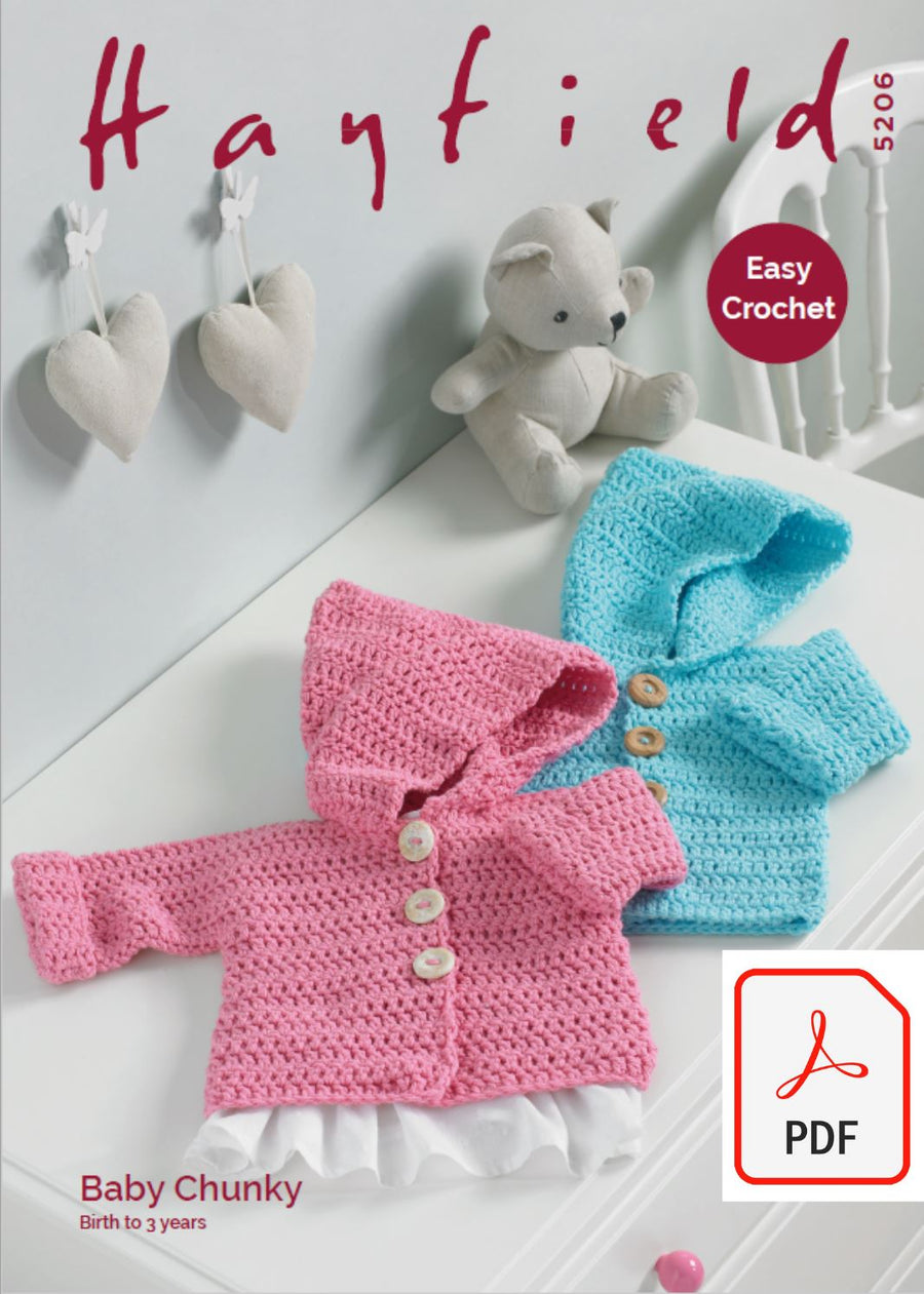 Hayfield 5206 Babies Coat in Hayfield Baby Chunky (PDF) Knit in a Box 
