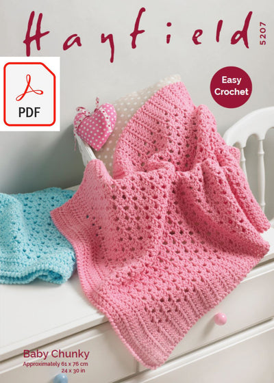 Hayfield 5207 Crochet Blanket in Hayfield Baby Chunky (PDF) Knit in a Box