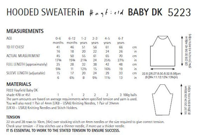 Hayfield 5223 Hooded Sweater in Hayfield Baby DK (PDF) Knit in a Box