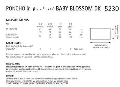 Hayfield 5230 Crochet Poncho in Baby Blossom DK (PDF) Knit in a Box
