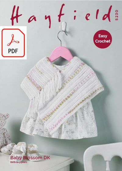 Hayfield 5230 Crochet Poncho in Baby Blossom DK (PDF) Knit in a Box