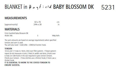 Hayfield 5231 Crochet Blanket in Baby Blossom DK (PDF) Knit in a Box