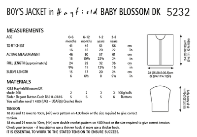 Hayfield 5232 Boy's Crochet Jacket in Baby Blossom DK (PDF) Knit in a Box