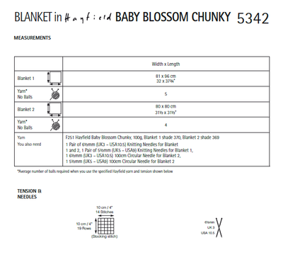 Hayfield 5342 Blanket in Hayfield Baby Blossom Chunky (PDF) Knit in a Box