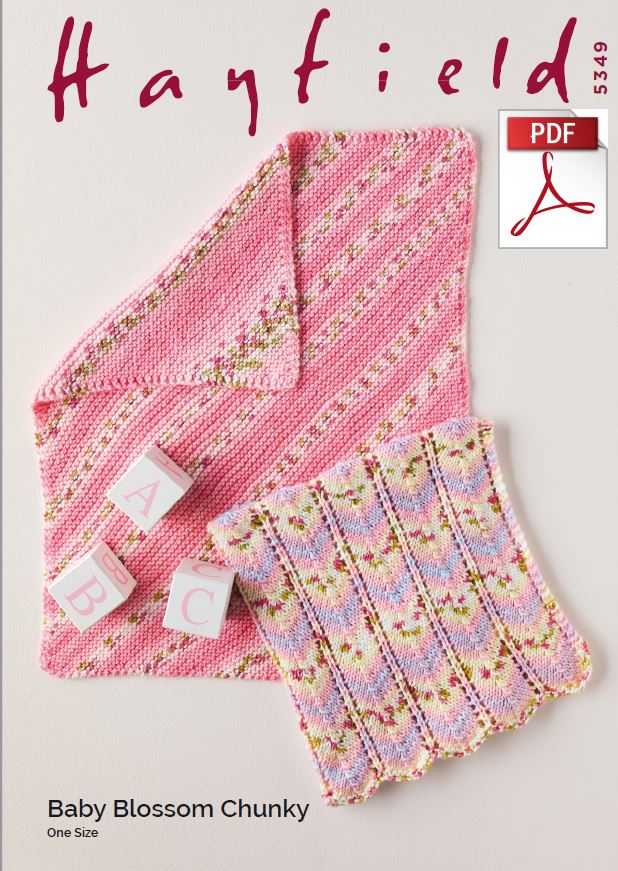 Hayfield 5349 Baby Blanket in Baby Blossom Chunky (PDF) Knit in a Box