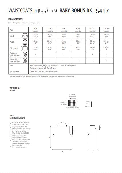 Hayfield 5417 Waistcoats in Baby Bonus DK (PDF) Knit in a Box