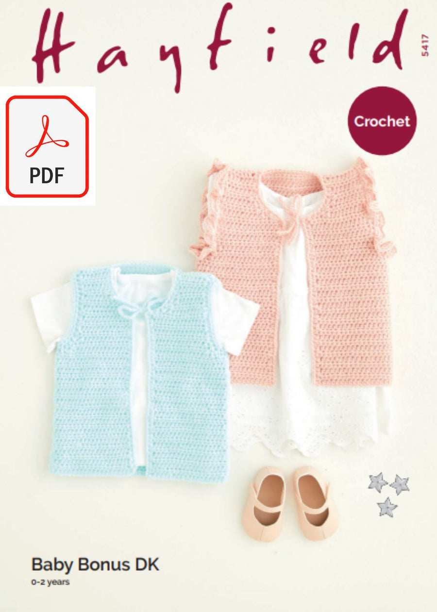 Hayfield 5417 Waistcoats in Baby Bonus DK (PDF) Knit in a Box 