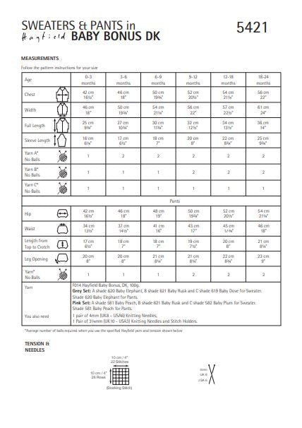 Hayfield 5421 Sweaters and Pants in Baby Bonus DK (PDF) Knit in a Box