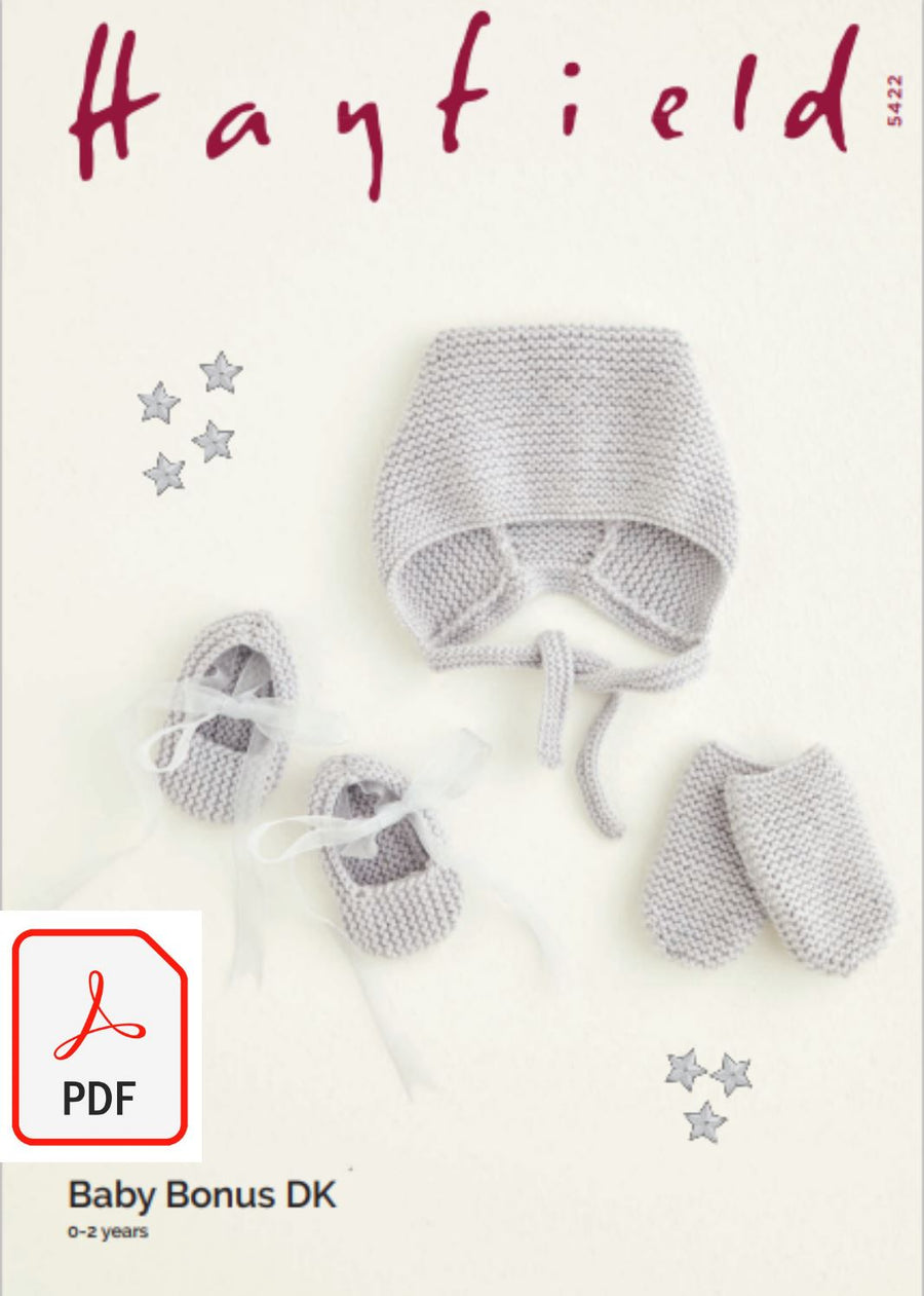 Hayfield 5422 Hat, Shoes and Mittens in Baby Bonus DK (PDF) Knit in a Box 
