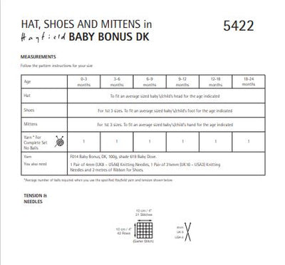 Hayfield 5422 Hat, Shoes and Mittens in Baby Bonus DK (PDF) Knit in a Box