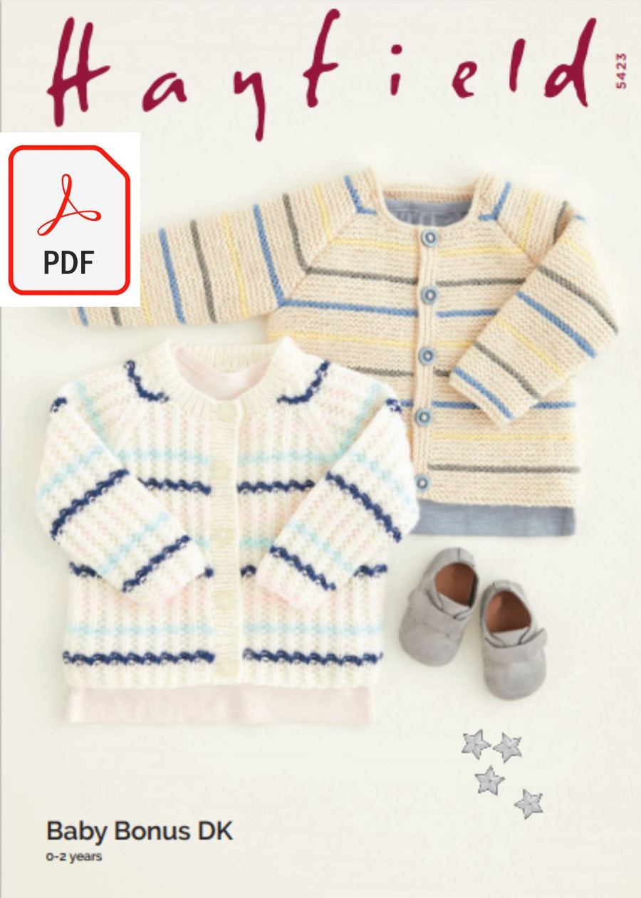 Hayfield 5423 Cardigans in Baby Bonus DK (PDF) Knit in a Box 