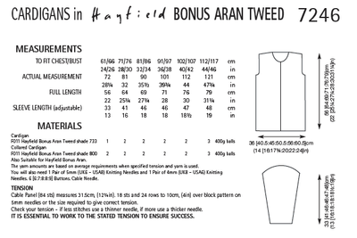 Hayfield 7246 Cardigans in Bonus Aran Tweed (PDF) Knit in a Box
