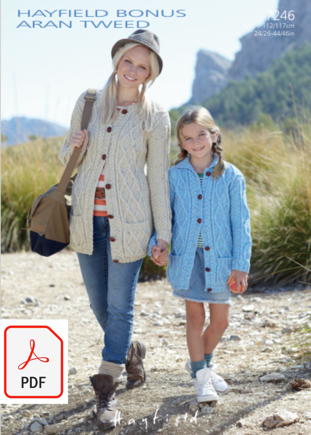 Hayfield 7246 Cardigans in Bonus Aran Tweed (PDF) Knit in a Box