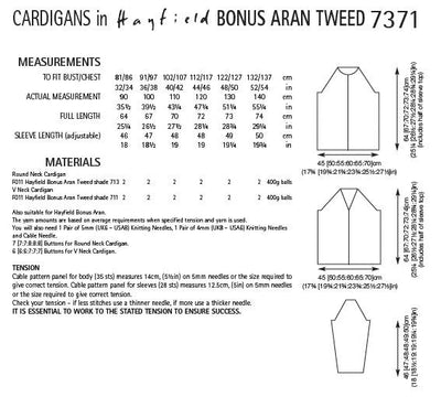Hayfield 7371 Cardigans in Bonus Aran Tweed (PDF) Knit in a Box