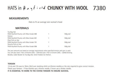 Hayfield 7380 Hats in Chunky with Wool (PDF) Knit in a Box