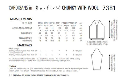 Hayfield 7381 Cardigans in Chunky with Wool (PDF) Knit in a Box