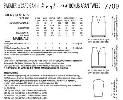 Hayfield 7709 Sweater and Cardigan in Bonus Aran Tweed (PDF) Knit in a Box