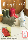 Hayfield 7793 Hot Water Bottle Cover and Doggy Door Stop and Draught Excluder in Bonus Aran Tweed (PDF) Knit in a Box 