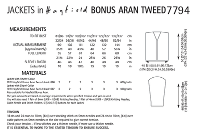 Hayfield 7794 Jackets in Bonus Aran Tweed (PDF) Knit in a Box