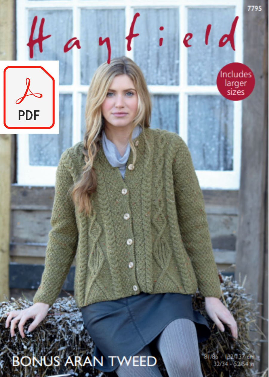 Hayfield 7795 Swing Coat in Bonus Aran Tweed (PDF) Knit in a Box 