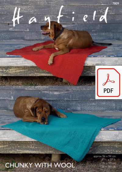 Hayfield 7809 Dog Blankets in Chunky with Wool (PDF) Knit in a Box