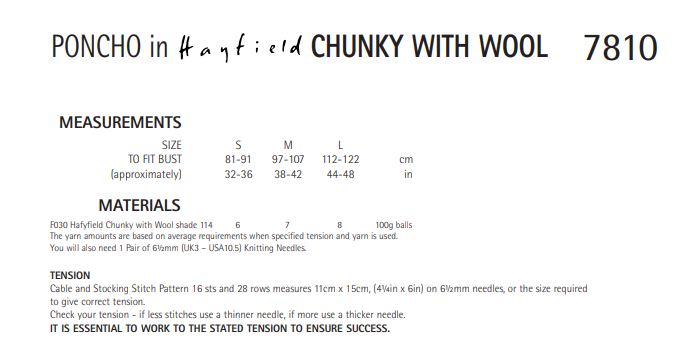 Hayfield 7810 Poncho in Chunky with Wool (PDF) Knit in a Box