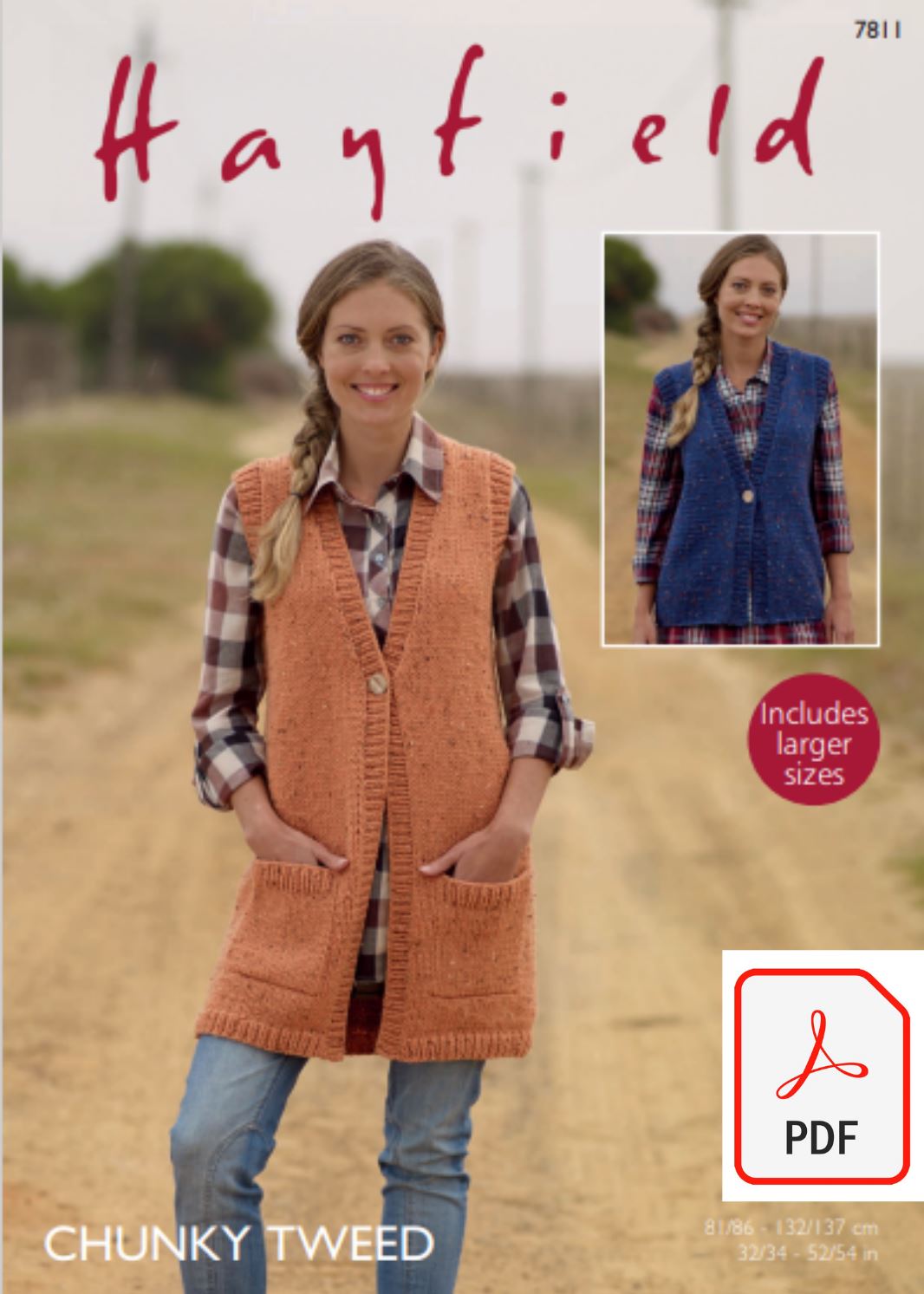 Hayfield 7811 Waistcoats in Chunky Tweed (PDF) Knit in a Box