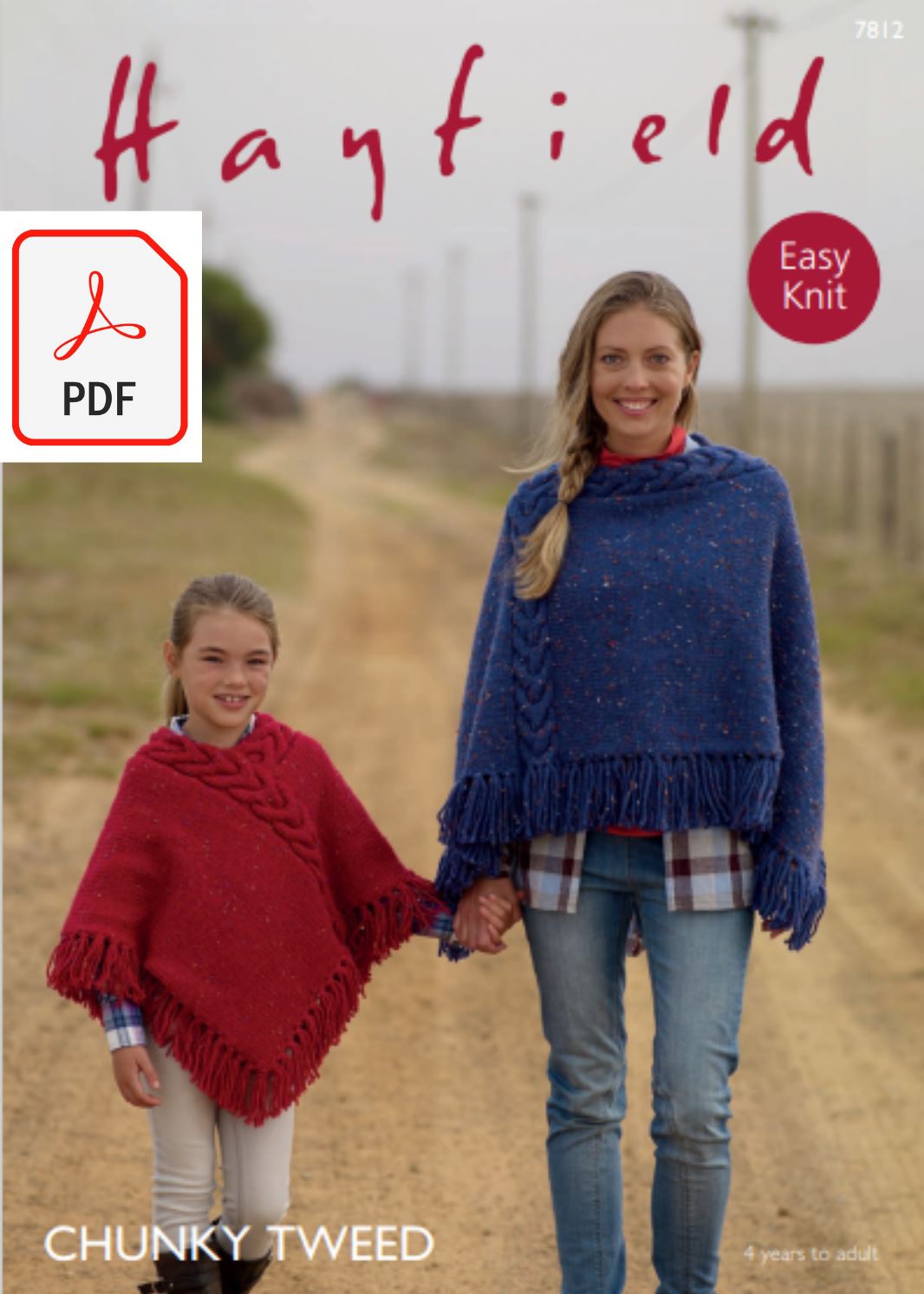 Hayfield 7812 Poncho in Chunky Tweed (PDF) Knit in a Box