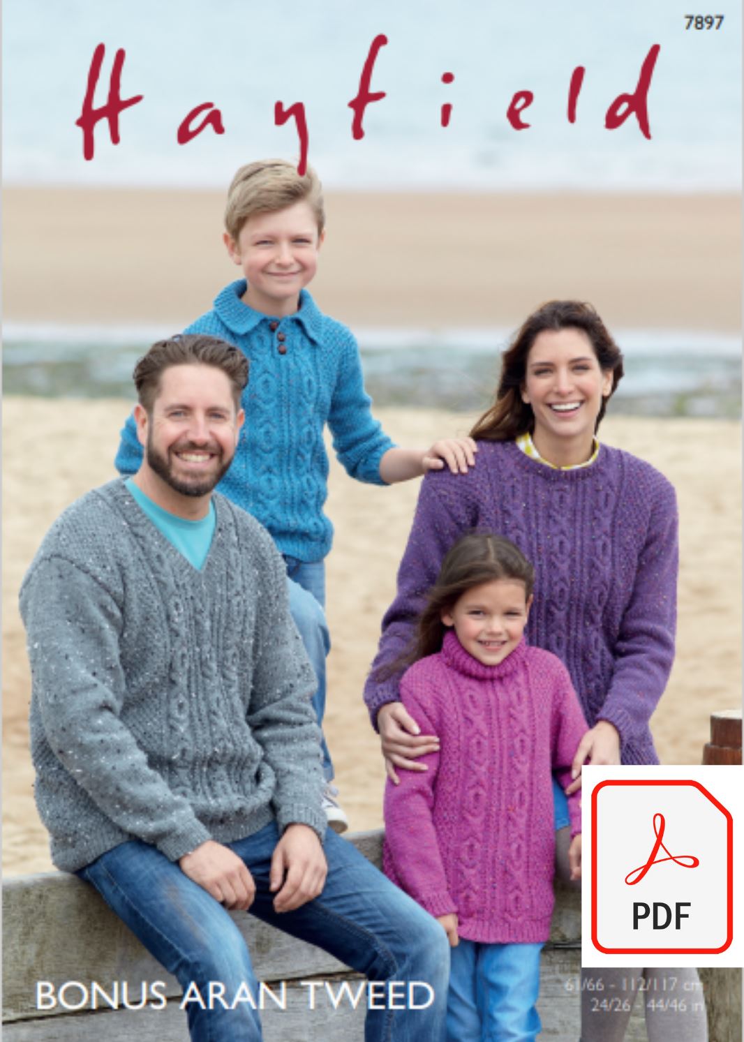 Hayfield 7897 Sweater in Bonus Aran Tweed (PDF) Knit in a Box