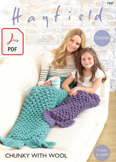 Hayfield 7907 Mermaid Tail in Chunky with Wool (PDF) Knit in a Box