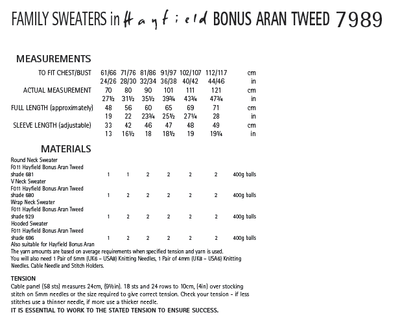 Hayfield 7989 Family Sweaters in Bonus Aran Tweed (PDF) Knit in a Box