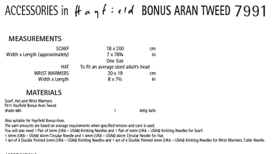Hayfield 7991 Accessories in Bonus Aran Tweed (PDF) Knit in a Box