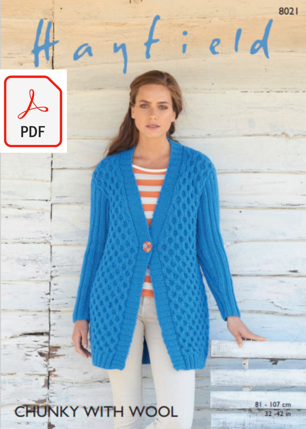 Hayfield 8021 Woman´s Jacket in Chunky with Wool (PDF) Knit in a Box