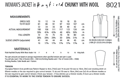 Hayfield 8021 Woman´s Jacket in Chunky with Wool (PDF) Knit in a Box