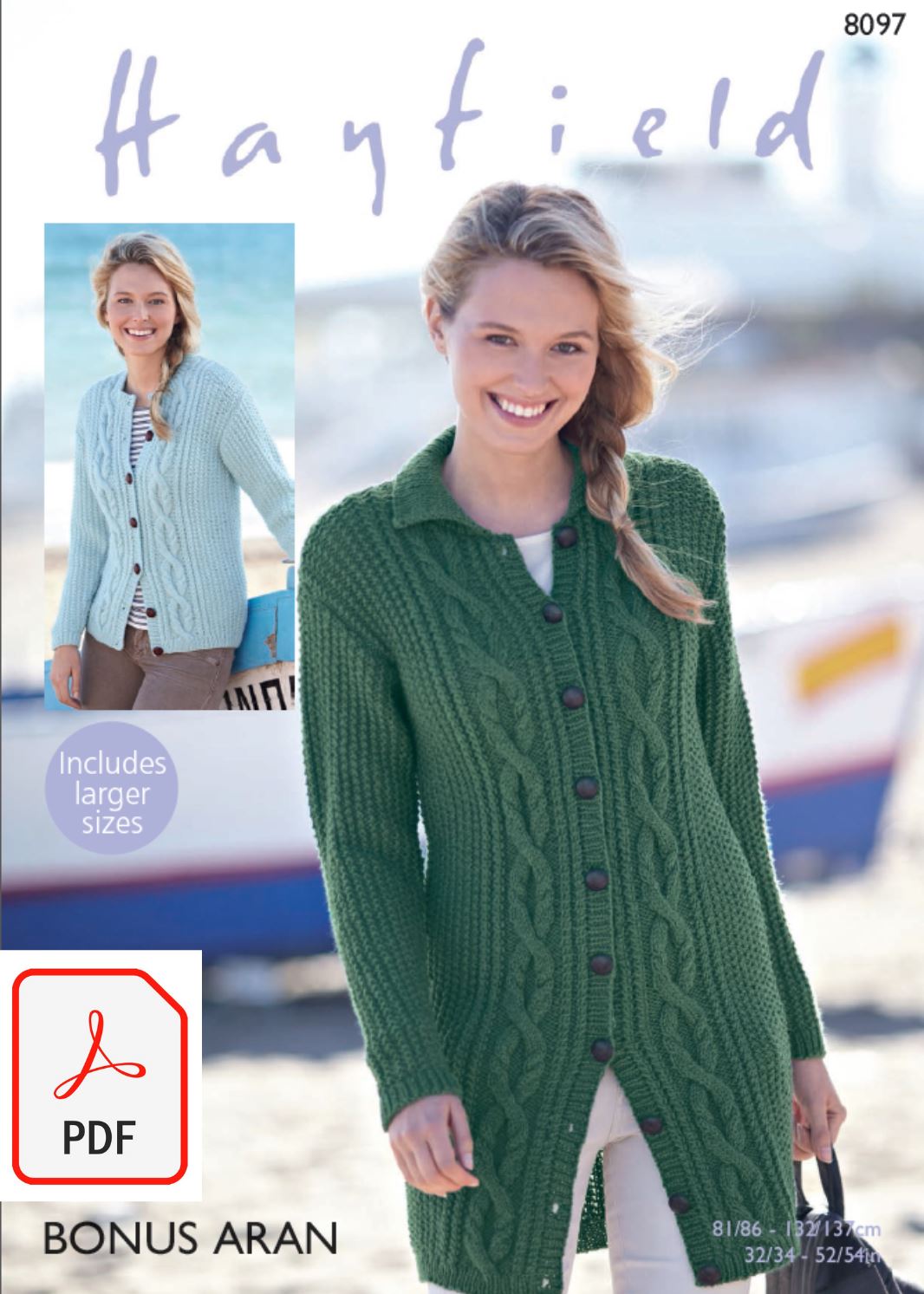 Hayfield 8097 Cardigans in Bonus Aran (PDF) Knit in a Box