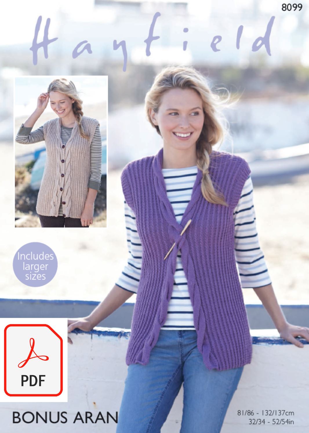 Hayfield 8099 Woman´s Waistcoats in Bonus Aran (PDF) Knit in a Box