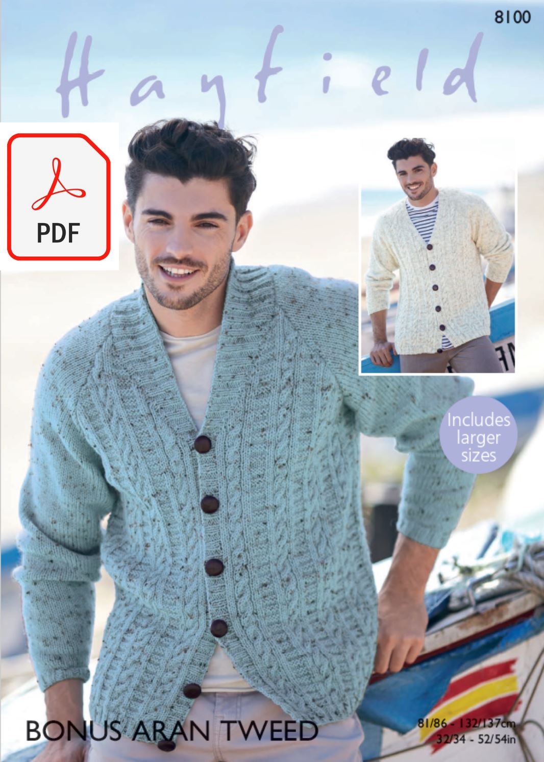 Hayfield 8100 Cardigans in Bonus Aran Tweed (PDF) Knit in a Box