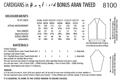Hayfield 8100 Cardigans in Bonus Aran Tweed (PDF) Knit in a Box