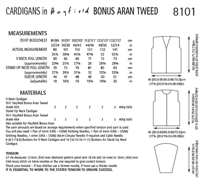 Hayfield 8101 Cardigans in Bonus Aran Tweed (PDF) Knit in a Box
