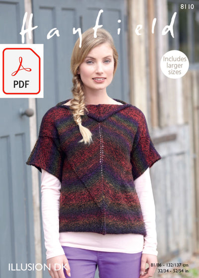 Hayfield 8110 Top in Illusion DK (PDF) Knit in a Box