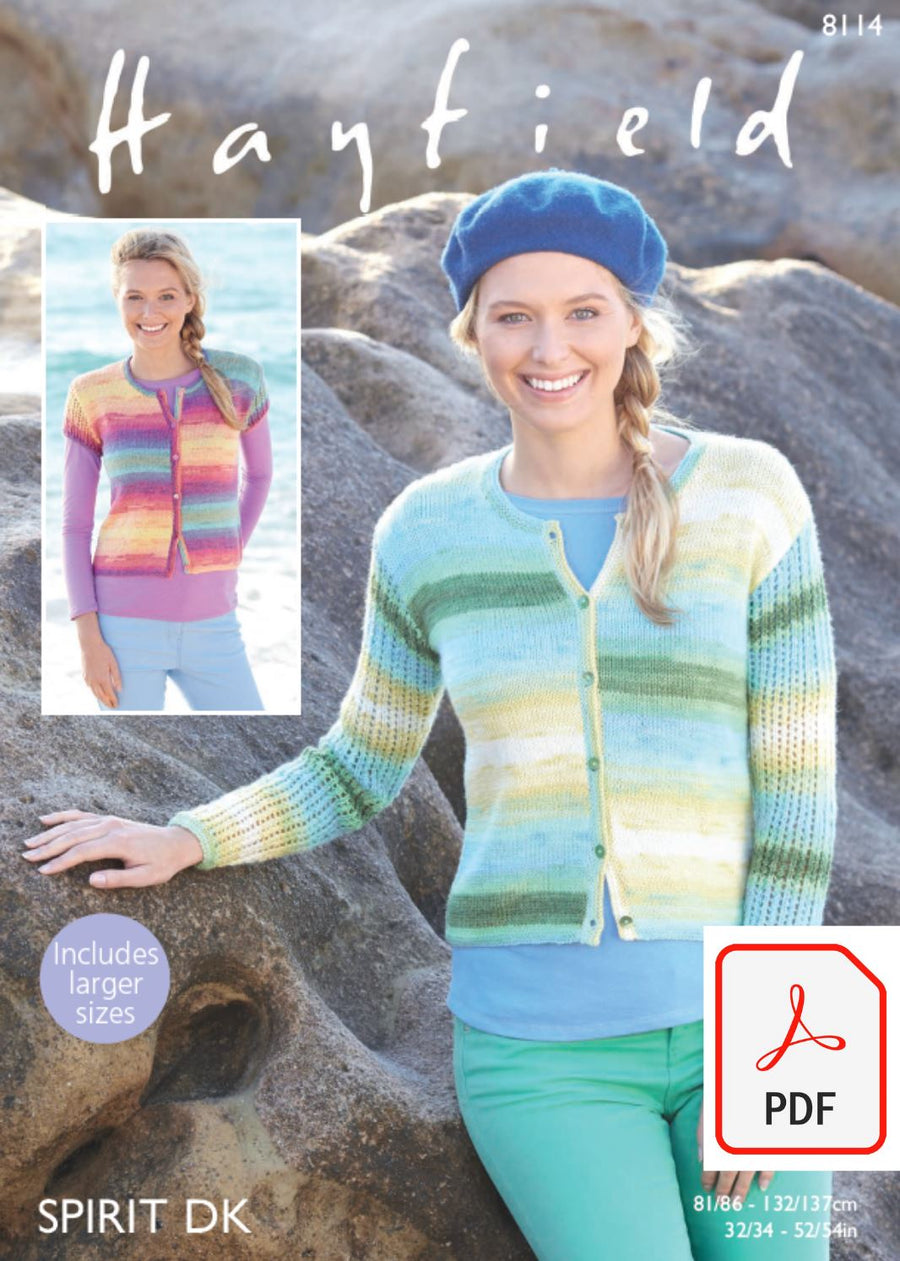 Hayfield 8114 Cardigans in Spirit DK (PDF) Knit in a Box 