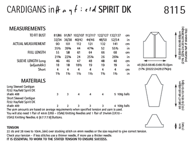 Hayfield 8115 Cardigans in Spirit DK (PDF) Knit in a Box