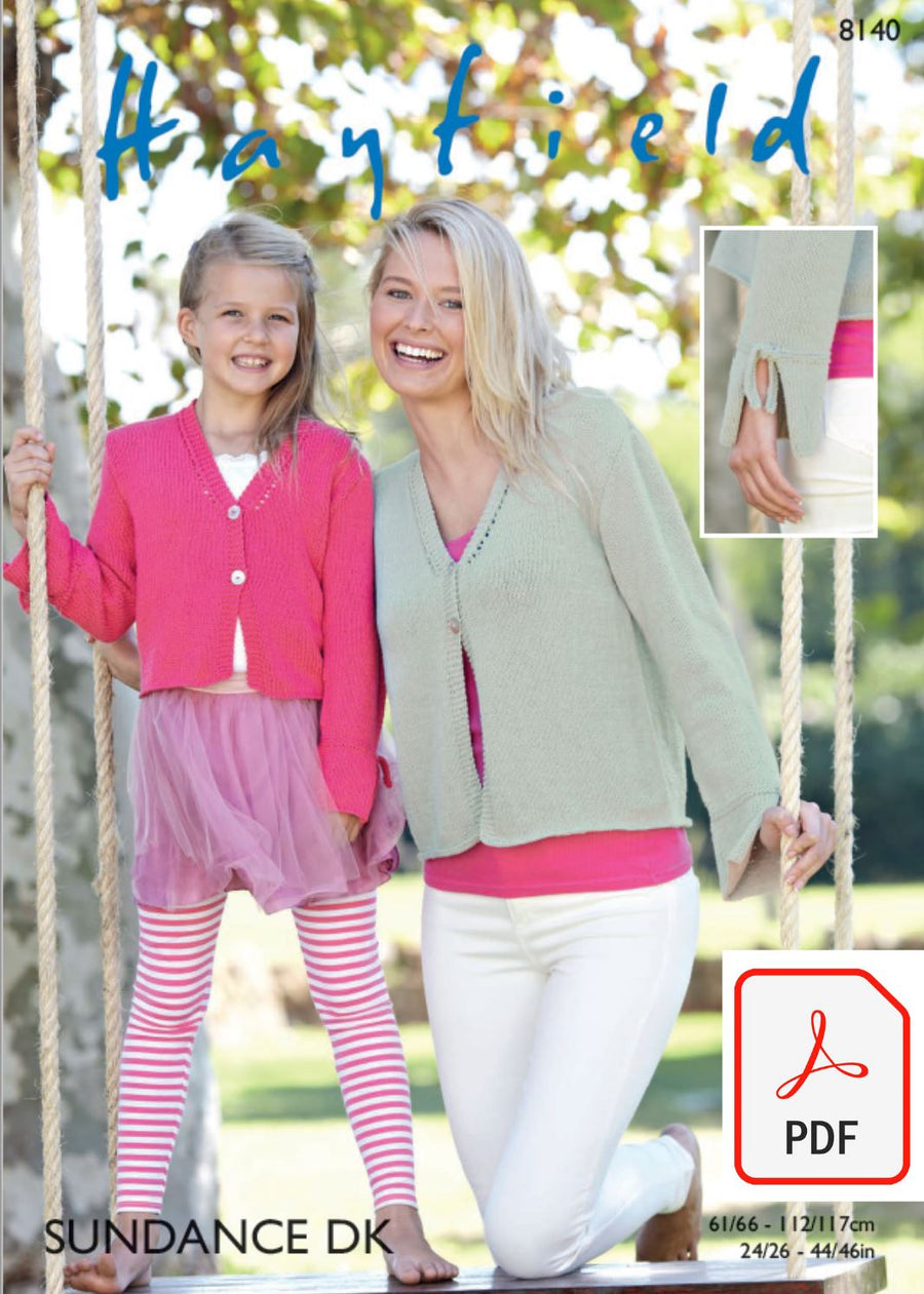 Hayfield 8140 Cardigans in Sundance DK (PDF) Knit in a Box 